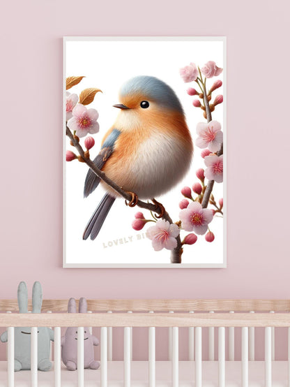 Affiche Oiseau & Fleurs de Cerisier