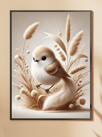 Affiche Oiseau Beige