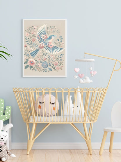 Affiche Oiseau & Motifs Pastel