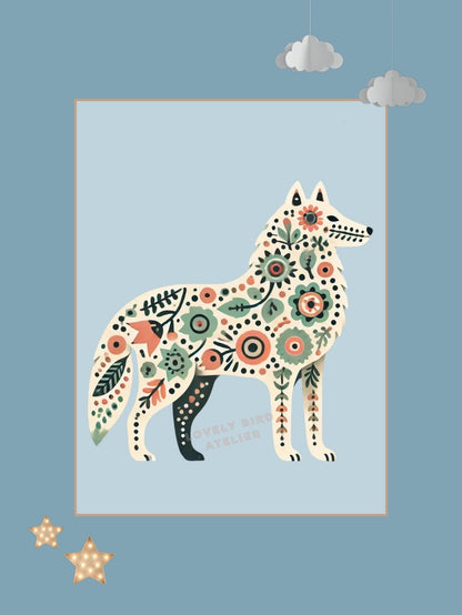 Affiche Loup & Motifs