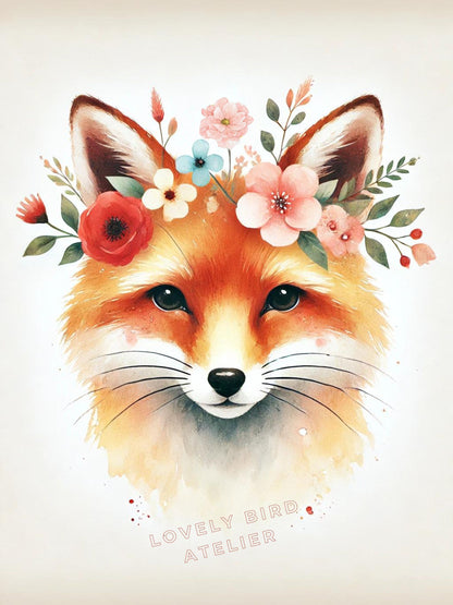 Illustration Fox and Flowers