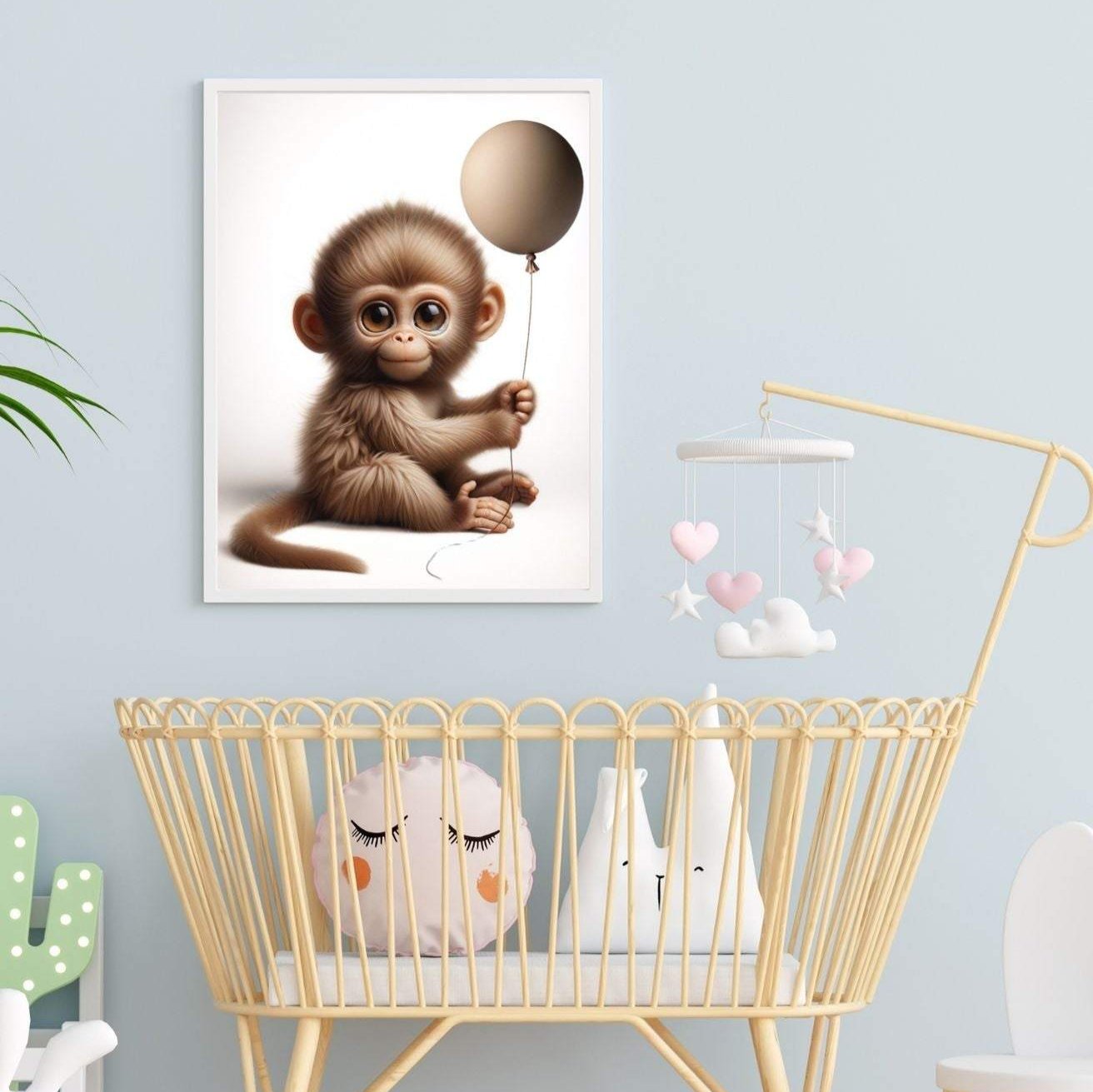 Tableau Bébé Singe & Ballon