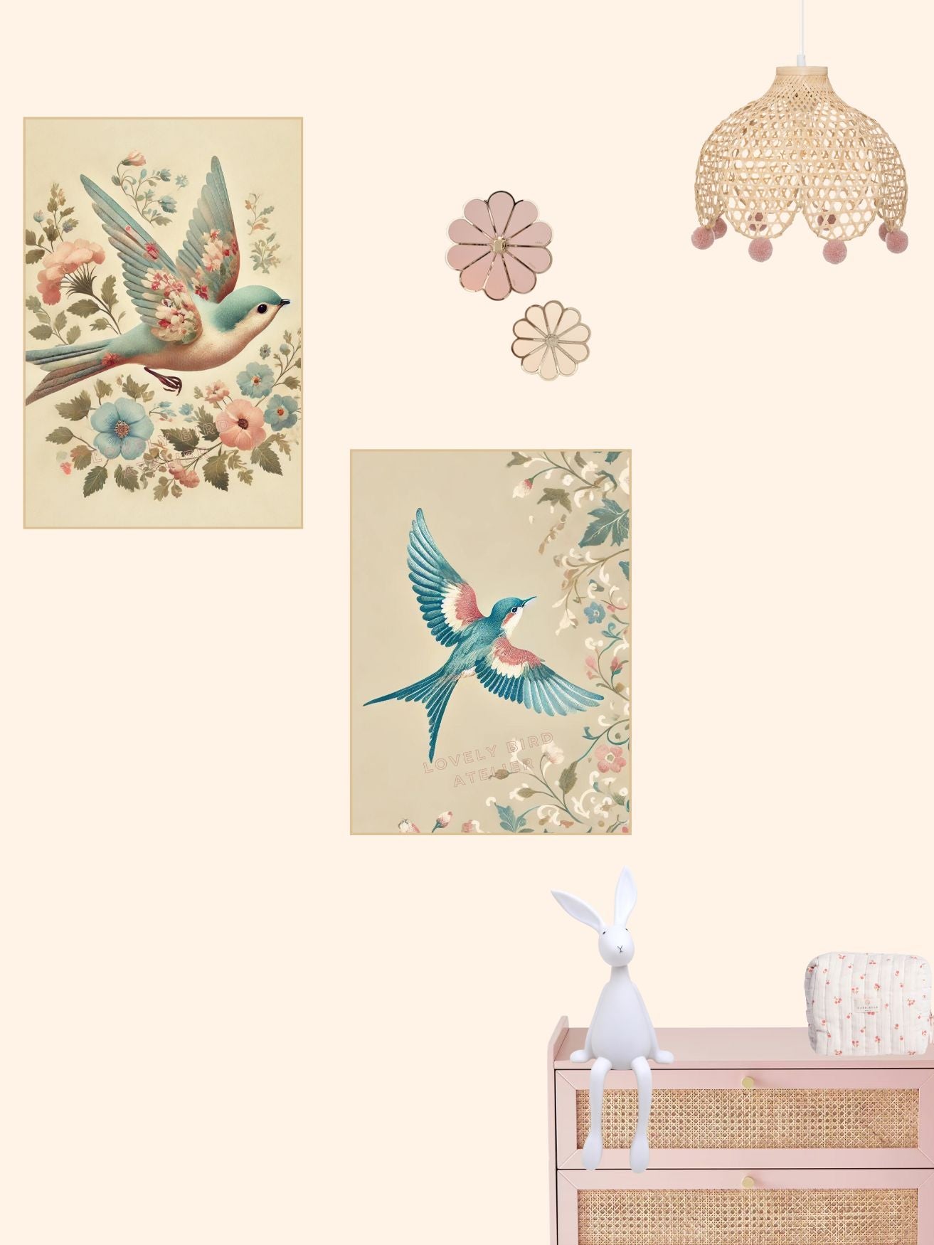 Affiche Oiseau & Motifs Vintage