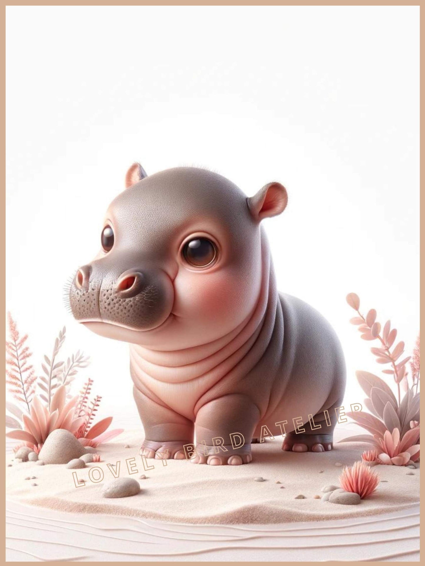 Affiche Bébé Hippopotame