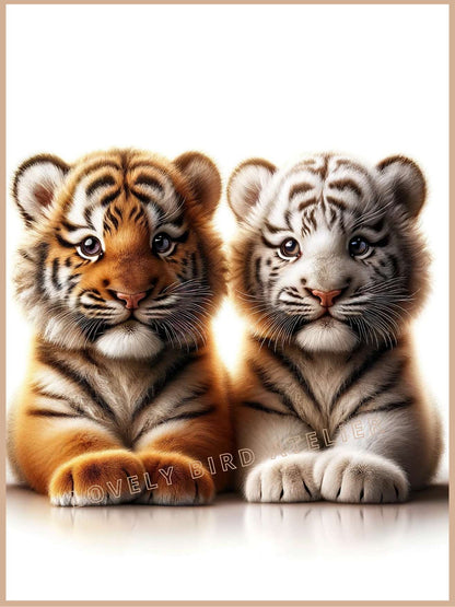 Affiche Duo Bébés Tigres variation