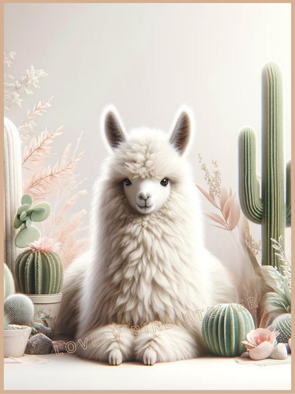 Affiche Lama & Cactus