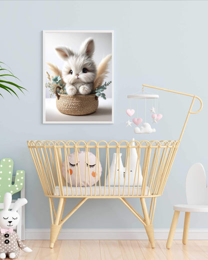 Affiche Lapin & Panier Fleuri