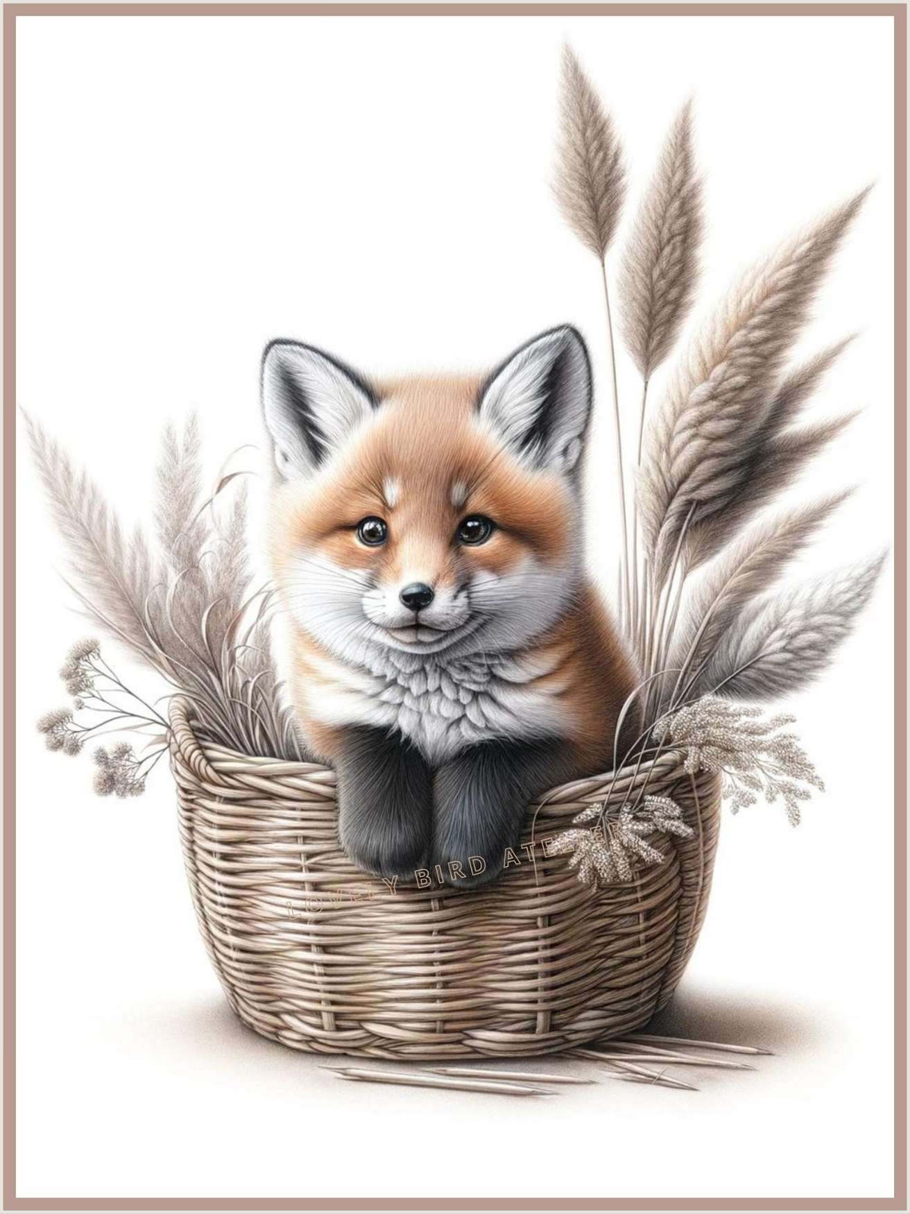 Affiche Renard & Panier Fleuri