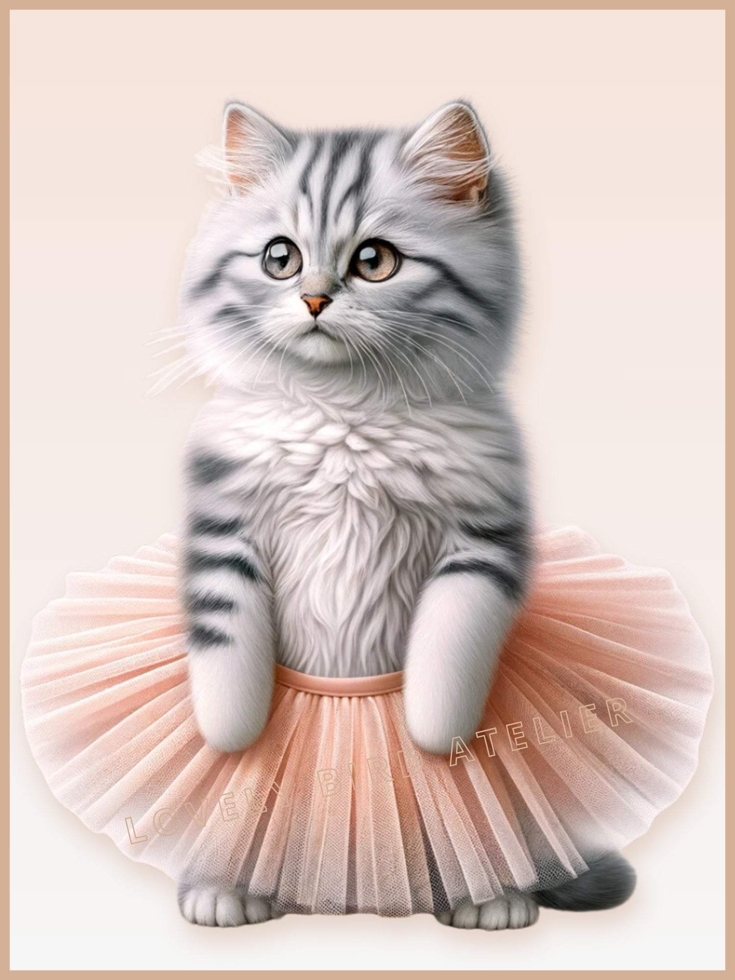 Chaton en Tutu Gris