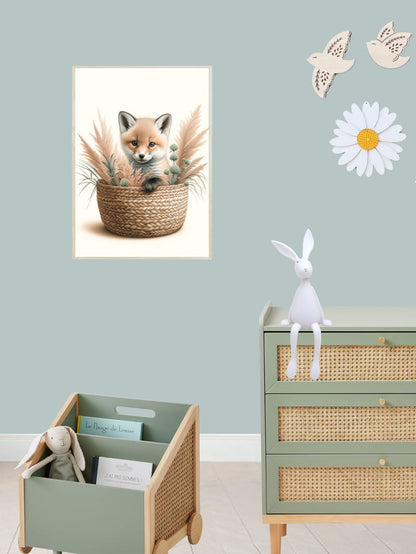 Tableau Petit Renard & Panier Fleuri