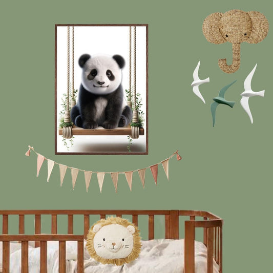 Tableau Bébé Panda & Balançoire