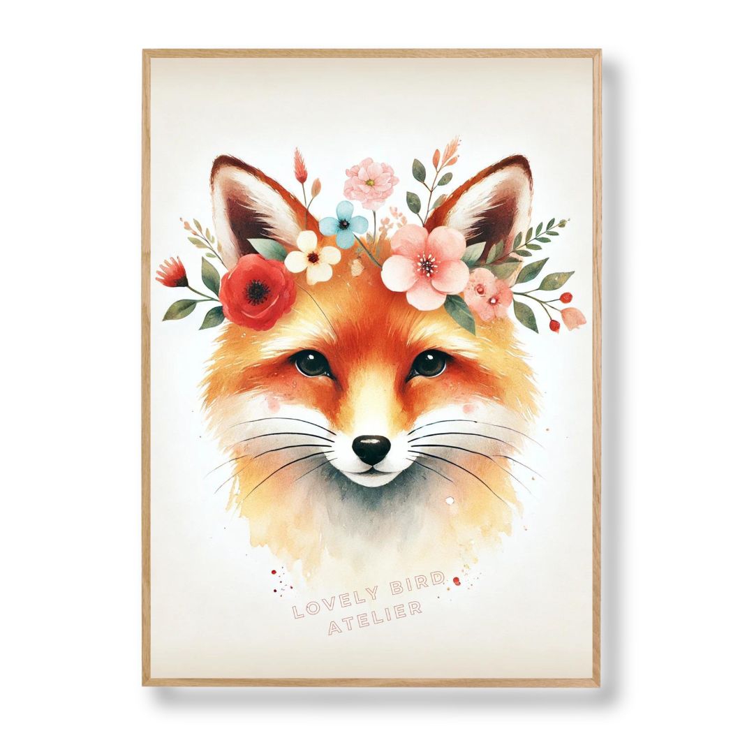 Illustration Fox and Flowers