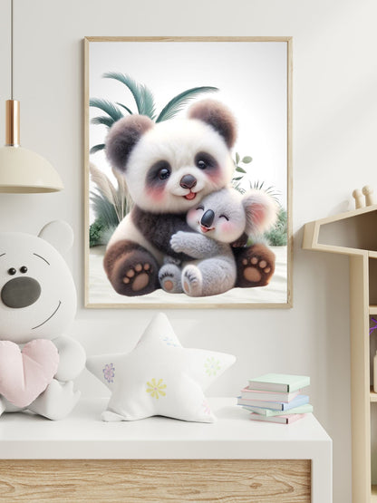 Affiche Koala & Panda Câlin