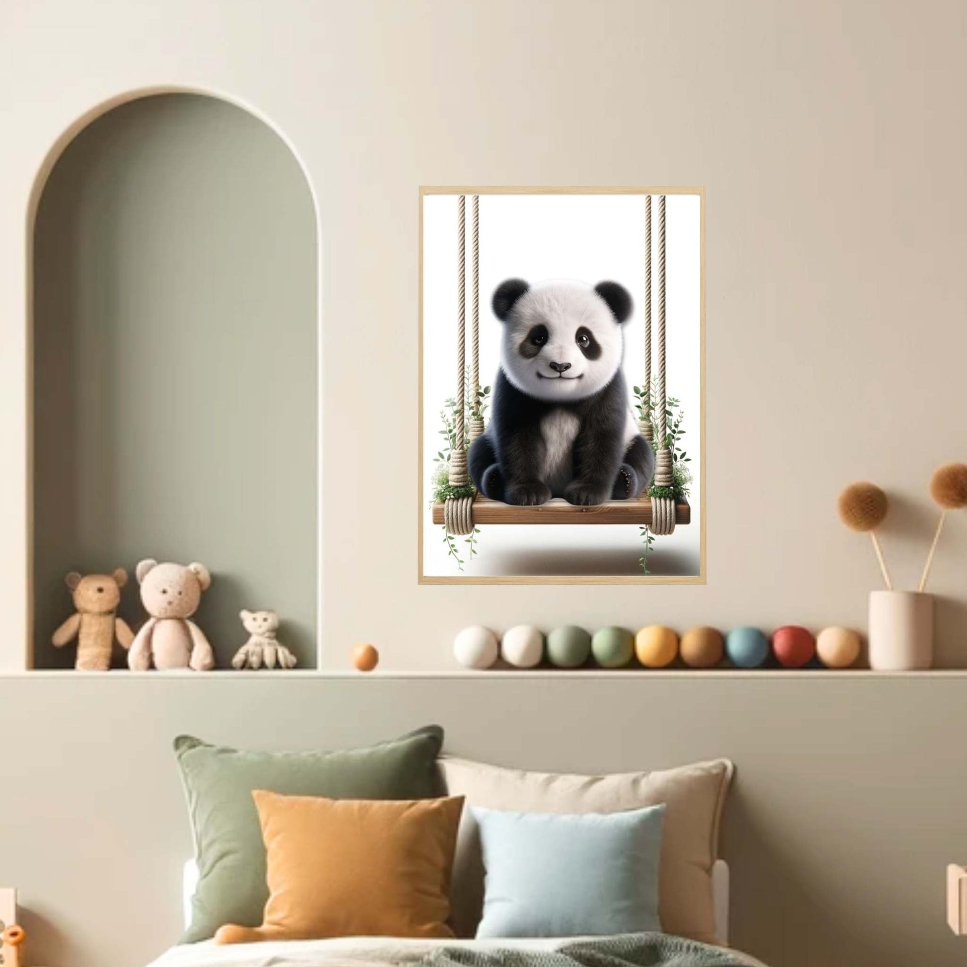 Tableau Bébé Panda & Balançoire