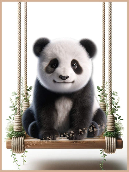 Tableau Bébé Panda & Balançoire