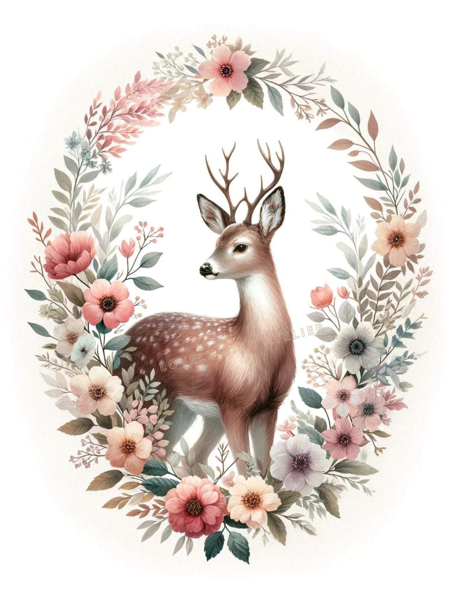 Tableau Biche  & Flore