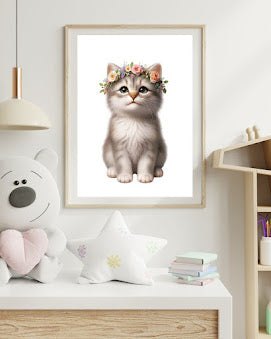 Tableau Chaton  Fleuri