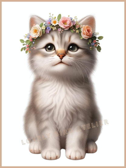 Tableau Chaton  Fleuri