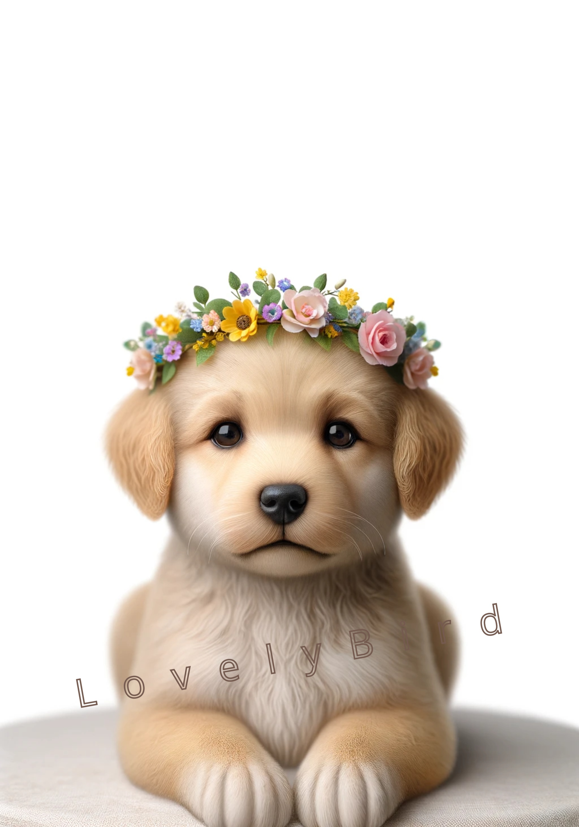 Tableau Chiot Fleuri