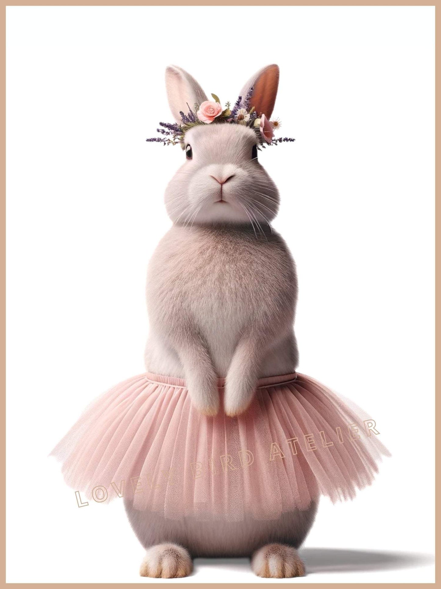 Tableau Lapin Danseuse Rose