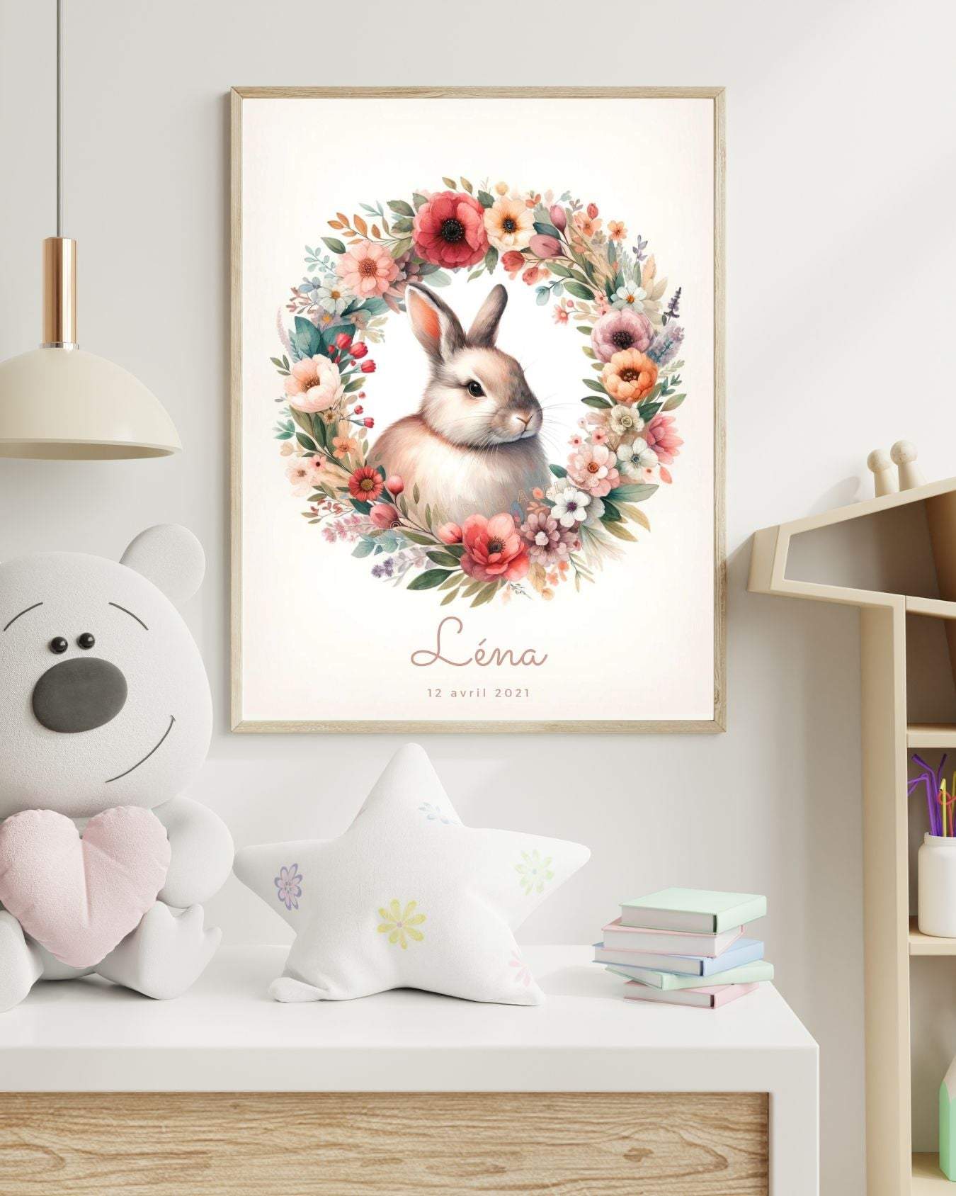 Tableau Lapin  & Flore