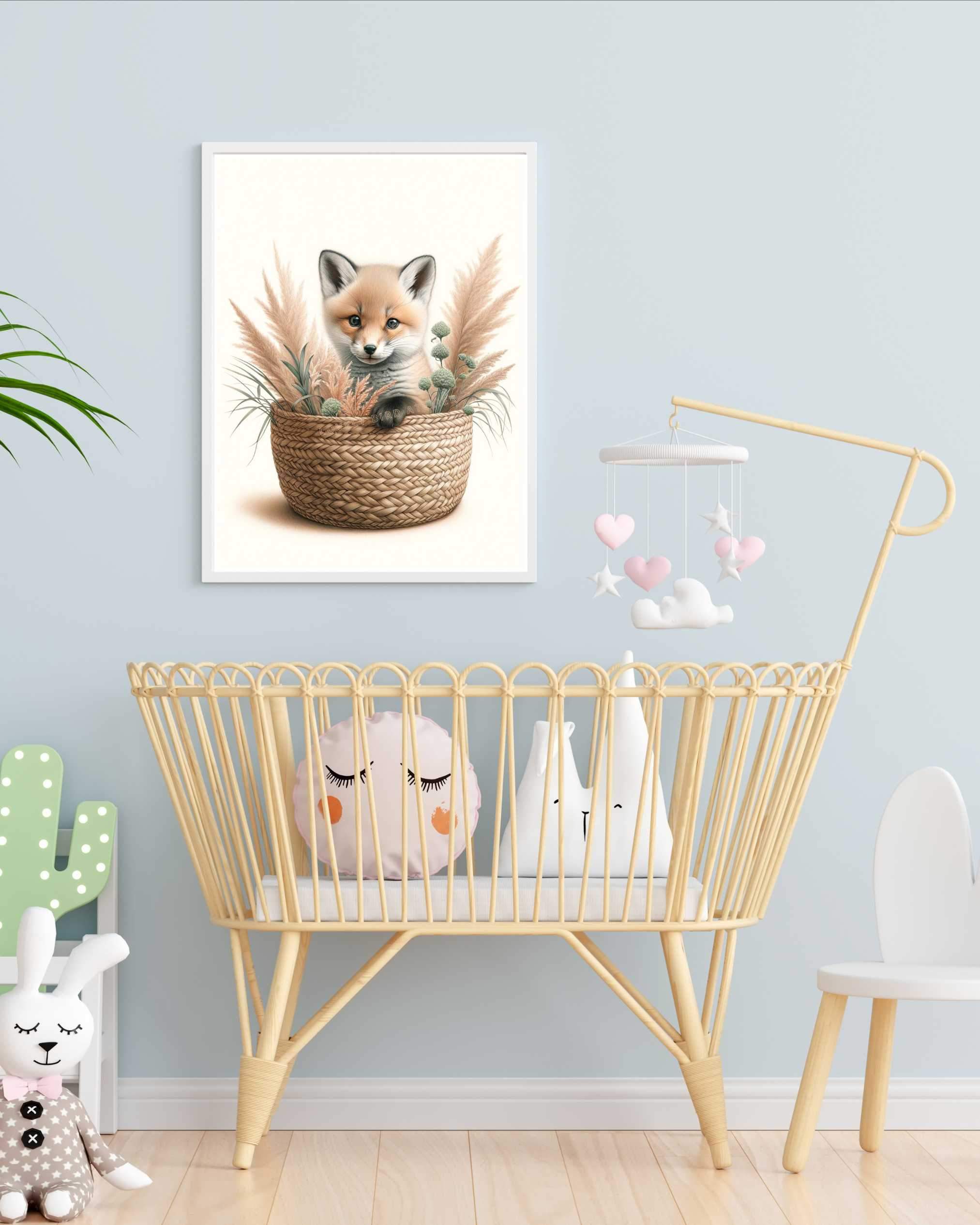 Tableau Petit Renard & Panier Fleuri