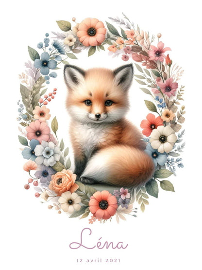 Tableau Renard  & Fleurs