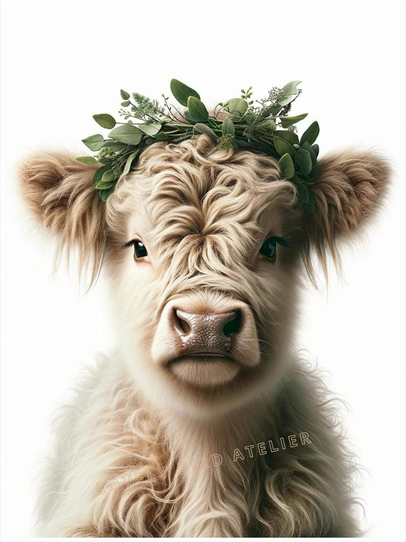 Affiche  Vache & Couronne Végétale